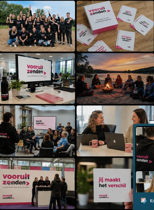 Vooruitzenden teamcultuur en sfeerbeelden
